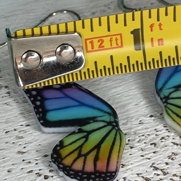 Rainbow Acrylic Butterfly Earrings - Picture 6 of 6